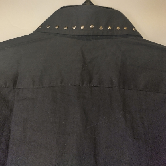 Men's Black Dress Shirt With Rivet Collar By Jack And Jones - Picture 8 of 8